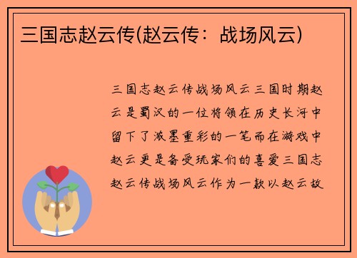 三国志赵云传(赵云传：战场风云)